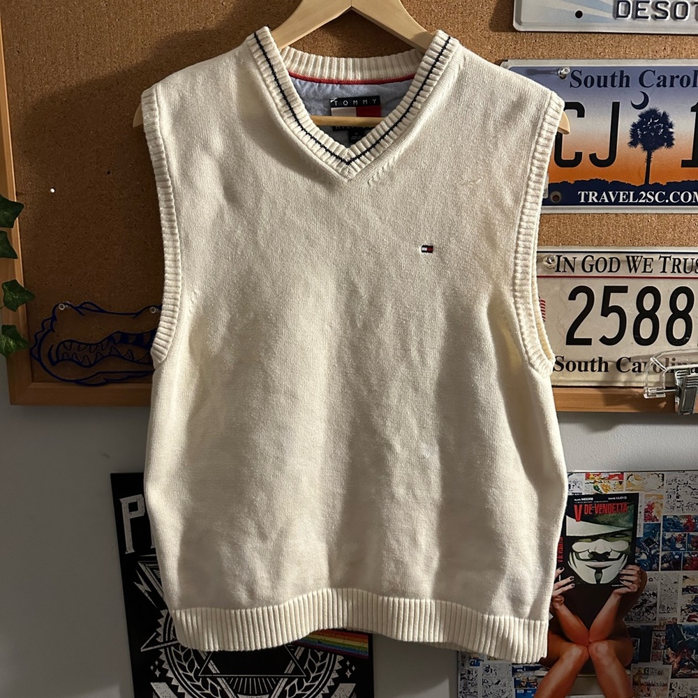 Cream Tommy Hilfiger sweater vest